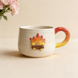Flame Monster Ceramic Mug – Cute Handmade Coffee & Tea Cup, Home Decor, Housewarming Mother’s Day Gift
