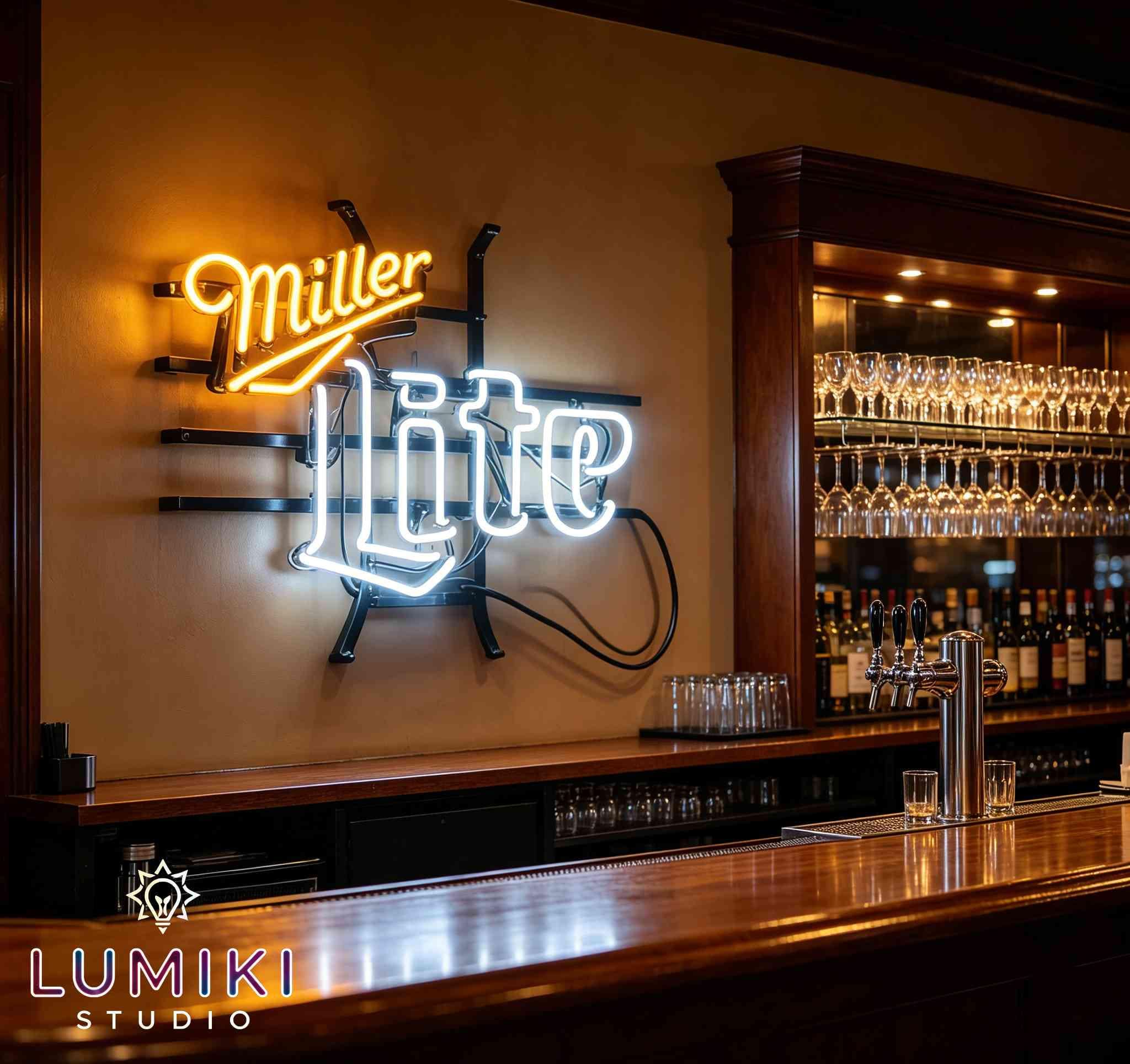 80's ヴィンテージ Miller Lite Beer ライトサイン 看板 Vintage Miller Lite Lighted Beer Sign Man Cave Garage Bar