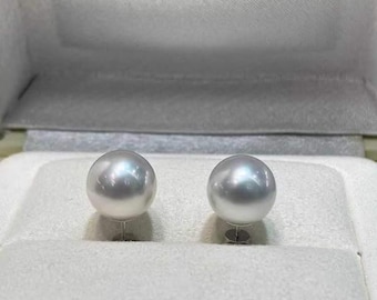 Rare Deal | South Sea Pearl Stud Earrings | 12–13mm Perfectly Round | Venus Grade | Gem Luster | Australian White South Sea Pearl