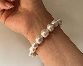 18K Gold Handmade Baroque Pearl Bracelet – Australian White