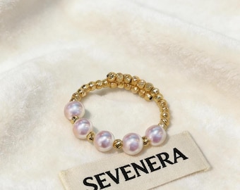 18K Gold Handmade Akoya Pearl Adjustable Ring -ONLY THREE