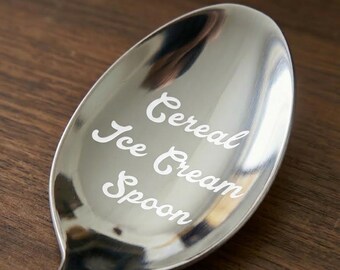 Cuchara de acero inoxidable personalizada, texto o logotipo grabado personalizado