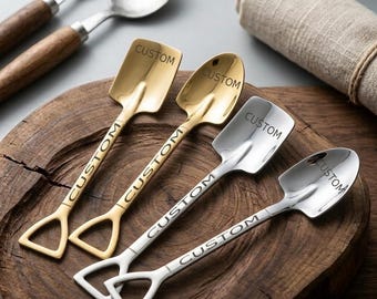 Custom Engraved Stainless Steel Spoon, Name Spade Dessert Utensil,  Personalized Name Spoon