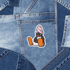 Angry Pingu After Shower Embroidered Patch - Iron-On/Sew-On Applique for Jackets & Backpacks