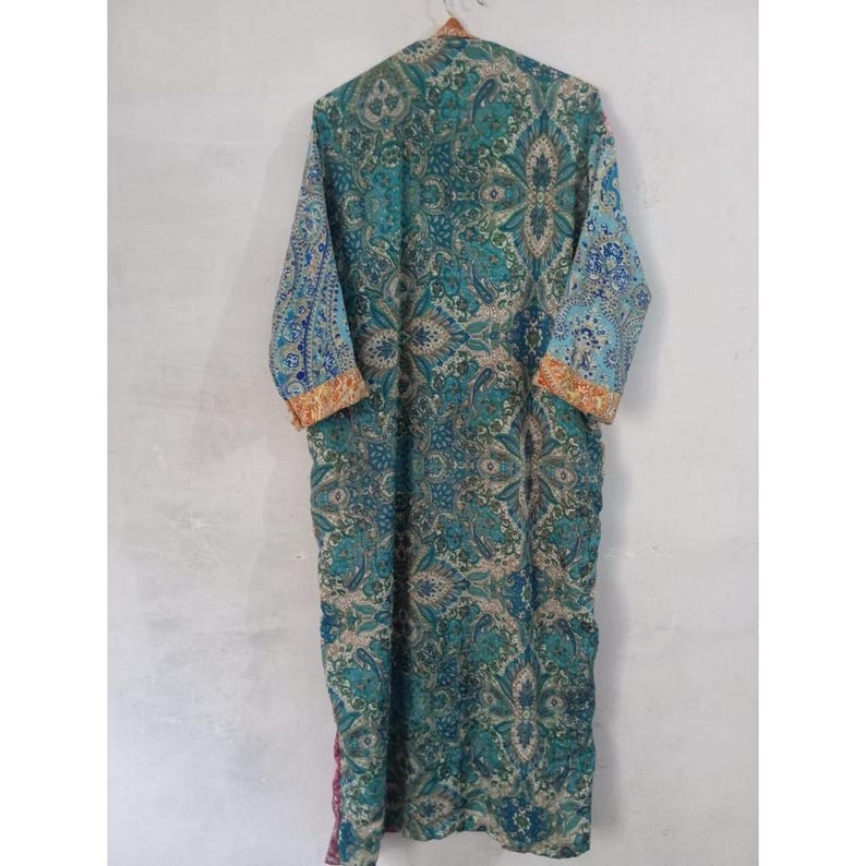 Vintage Long Silk Kimono Robe: Lightweight Dressing Gown, Beach Cover ...