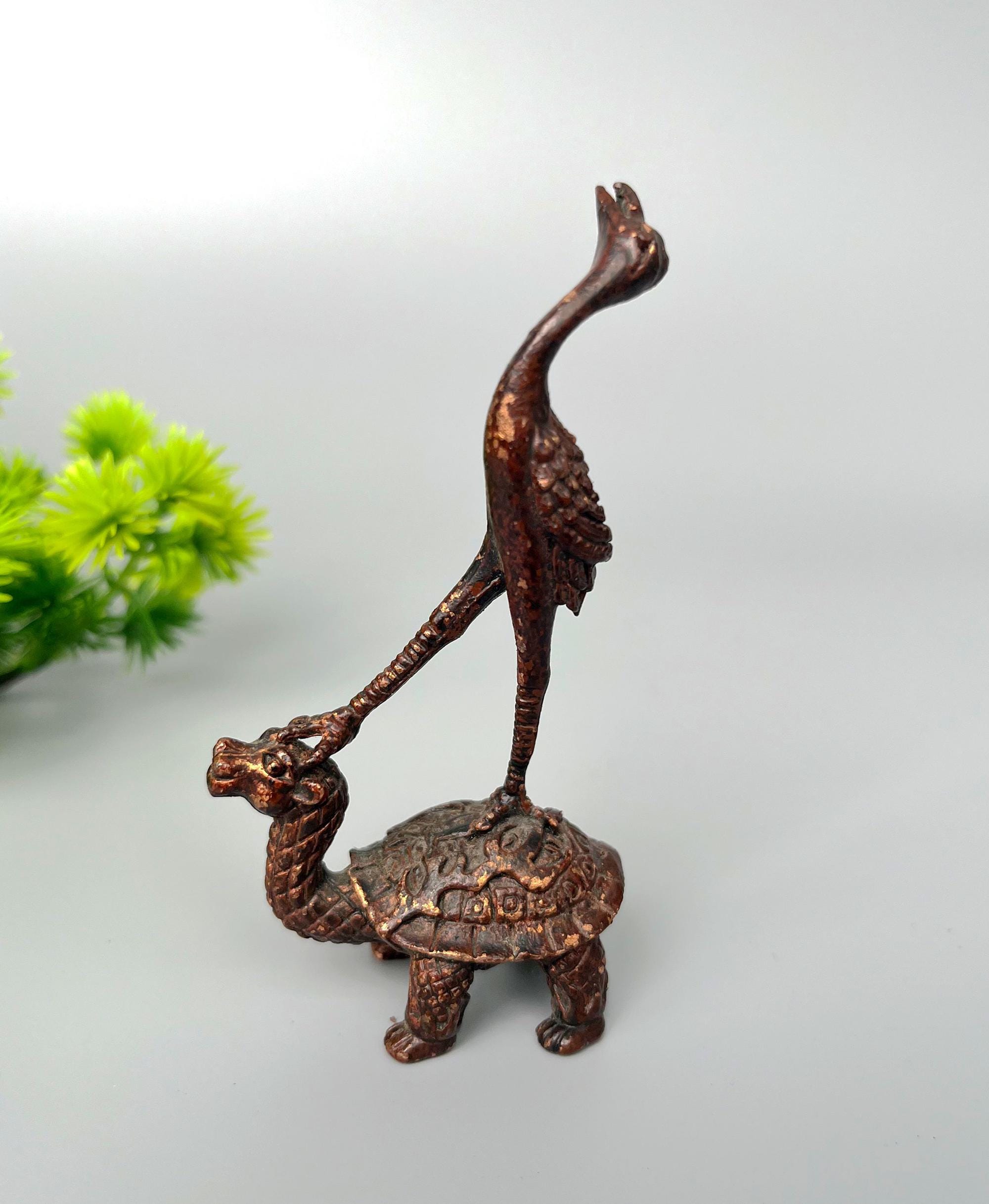 Crane on Turtle Sculpture - Etsy