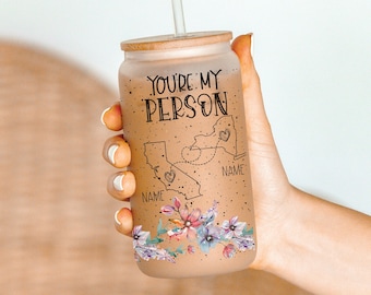 Best Friend Wine Glass - Long Distance Friendship Gift - Friendship Long Distance - You're My Person - 16 oz Frosted Can