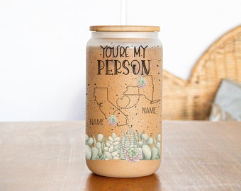 Best Friend Wine Glass - Long Distance Friendship Gift - Friendship Long Distance - You're My Person - 16 oz Frosted Can