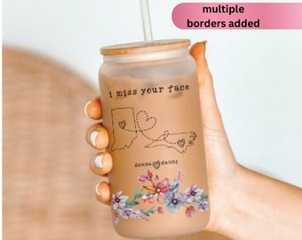 Best Friend Wine Glass - Long Distance Friendship Gift - Friendship Long Distance - I Miss Your Face-   16 oz Frosted Can