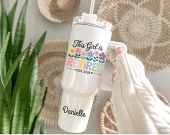 Personalized Retirement Tumbler – This Girl is Retired 2026 - Retirement Gift for Her – Custom Name Gift for Retired Friend or Coworker