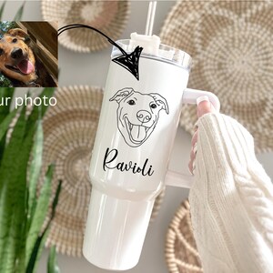 Customized Pet Tumbler - Your Pet&#39;s Face - Customized Dog Line Drawing Tumbler -  40 oz  Tumbler