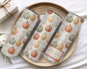 Personalized Fall Skinny Tumbler -  Custom Fall Tumbler Gift - Customized Name Cup -  Autumn Travel Cup For Thanksgiving