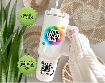 Custom Logo Tumbler – 40 oz Personalized Business Cups – Branded Tumbler with Your Logo – Bulk Corporate Gifts – Promotional Drinkware