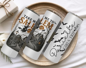 Vaso de vacaciones personalizado - Nombre personalizado - A juego con tus vacaciones en Salem - Vasos para viajes a Salem - Vasos delgados de 20 oz para despedidas de soltera