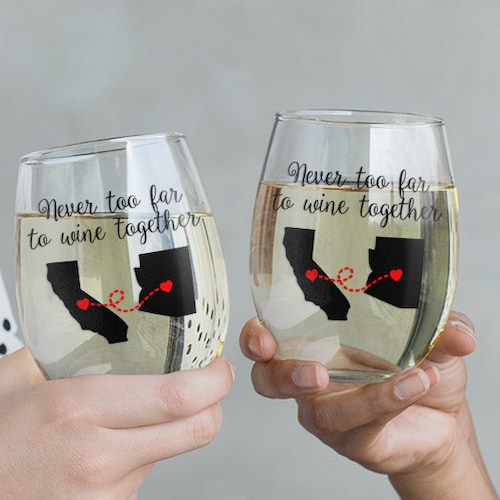 Best Friend Wine Glass Long Distance Friendship Gift Etsy