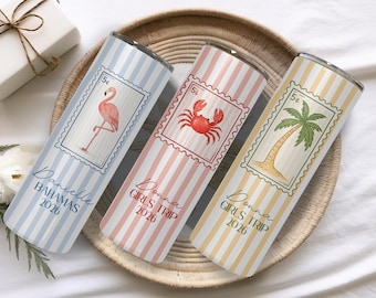 Custom Vacation Tumbler - Personalized Name -  Matching Beach Vacation -  Spring Break - Bachelorette Girls Trip 20oz Skinny Tumblers