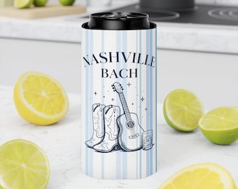 Nashville Bach guitar & cowboy boots Can Cooler | Personalized name option
