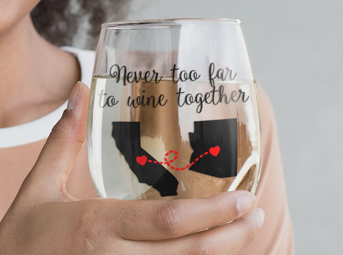 Best Friend Wine Glass Long Distance Friendship Gift Etsy