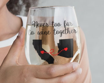 Best Friend Wine Glass - Long Distance Friendship Gift - Friendship Long Distance - Friendship Distance - 11.75 oz Stemless Wine Glass