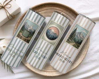 Custom Vacation Tumbler - Personalized Name -  Matching Mountain Vacation -  Spring Break - Bachelorette Girls Trip 20oz Skinny Tumblers