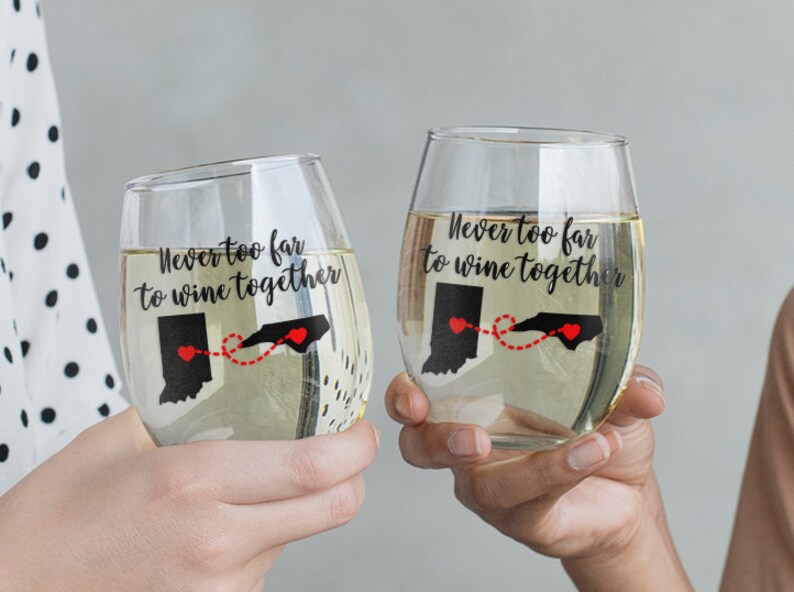 Best Friend Wine Glass Long Distance Friendship Gift Etsy