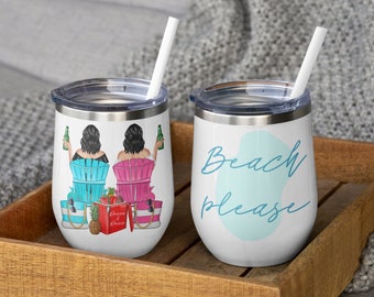 Best Friend Tumbler - Long Distance Friendship Gift - Friendship Long Distance - Beach Please Beach Besties Multiple Size Tumblers