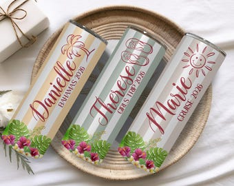 Custom Vacation Tumbler - Personalized Name -  Matching Beach Vacation -  Spring Break - Bachelorette Girls Trip 20oz Skinny Tumblers