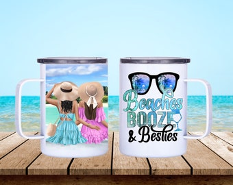 Best Friend Gift - Vacation Tumblers - Beaches Booze and Besties - Beach Besties - Beach Lover Gift - Tumblers