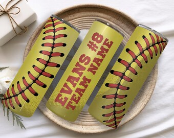 Custom Softball Team Tumbler | Personalized Softball Tumbler with Player Name, Number & Team Name | Team Gifts | Bulk Team Order