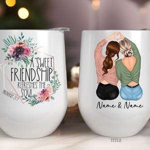 Christian Friendship Gift – “A Sweet Friendship Refreshes The Soul” Proverbs 27:9 – Sublimation Tumbler – Bible Verse Gift for Best Friend