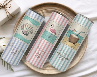 Custom Vacation Tumbler - Personalized Name -  Matching Beach Vacation -  Spring Break - Bachelorette Girls Trip 20oz Skinny Tumblers