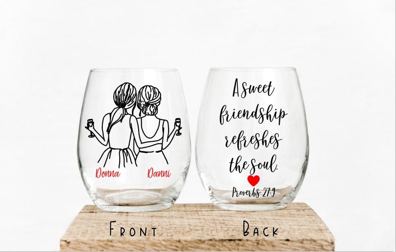 Best Friend Wine Glass Friendship Gift Friendship Long Etsy