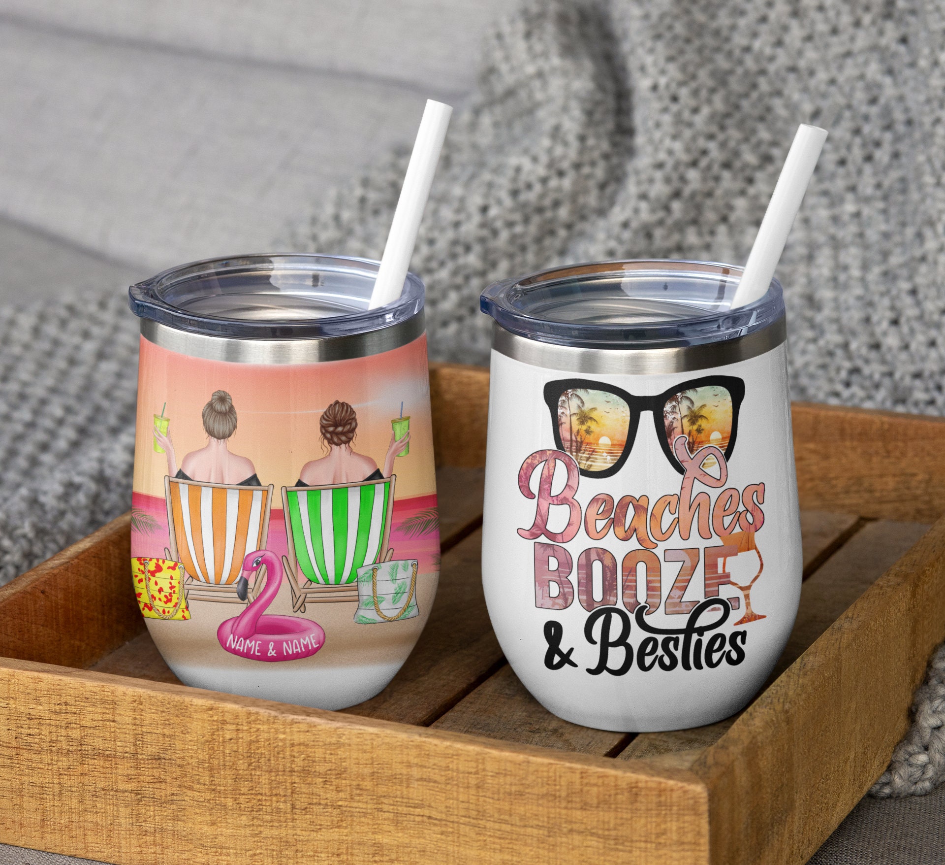 Besties Here's To Another Year Of Us - Personalized Mason Jar Cup With Straw