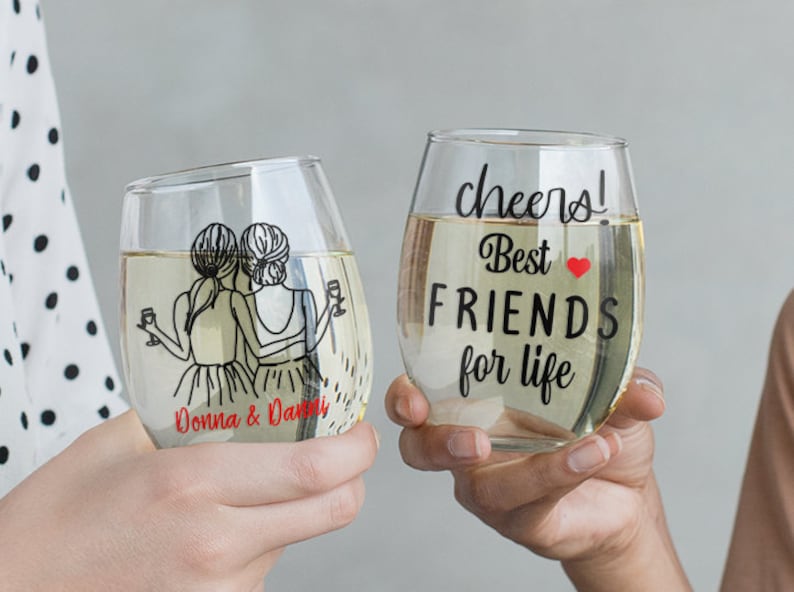 Best Friend Wine Glass Long Distance Friendship Gift Etsy