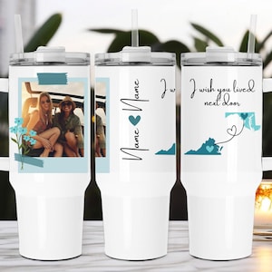 YOUR PHOTO - Long Distance Friendship Gift - Friendship Long Distance - Bestie Gift - I Wish You Lived Next Door 40 oz Tumbler