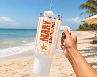 Custom Vacation Tumbler - Personalized Name -  Matching Beach Vacation -  Spring Break - Bachelorette Girls Trip 40oz Tumblers