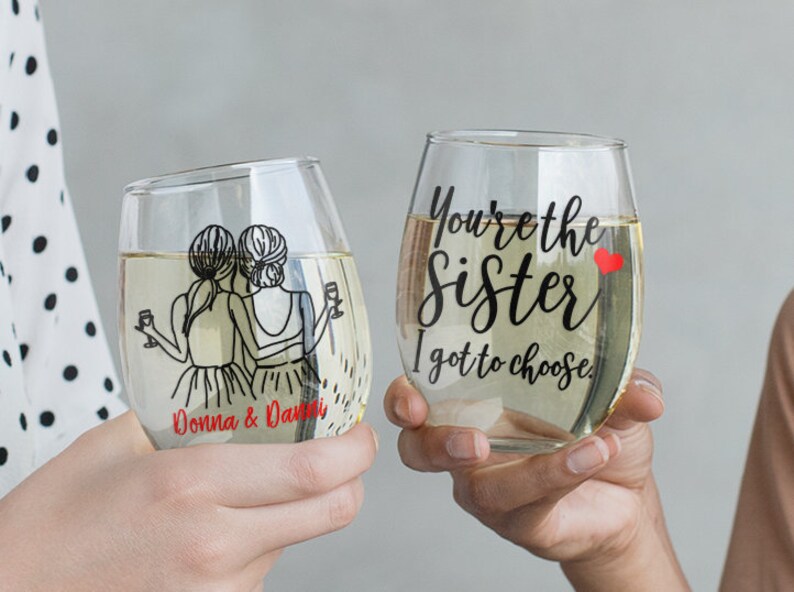 Best Friend Wine Glass Long Distance Friendship Gift Etsy