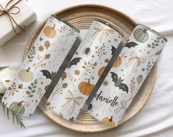 Personalized Fall Skinny Tumbler -  Custom Fall Tumbler Gift - Customized Name Cup -  Autumn Travel Cup For Thanksgiving