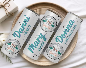 Custom Vacation Tumbler - Personalized Name -  Matching Beach Vacation -  Spring Break - Bachelorette Girls Trip 20oz Skinny Tumblers