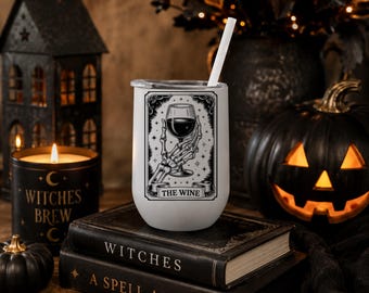 Halloween - Halloween Tumbler- Tarot Card - The Wine - Wine Tumbler 12 oz Wine tumbler