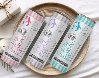 Custom Boarding Pass Tumbler - Personalized Name -  Matching Beach Vacation -  Spring Break - Bachelorette Girls Trip 20oz Skinny Tumblers