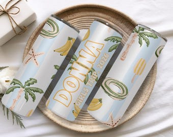 Custom Vacation Tumbler - Personalized Name -  Matching Beach Vacation -  Spring Break - Bachelorette Girls Trip 20oz Skinny Tumblers