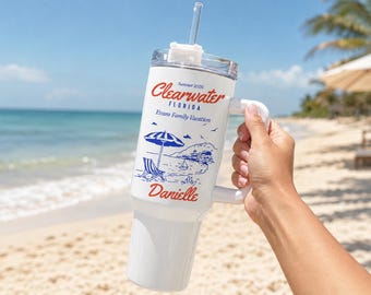 Custom Vacation Tumbler - Personalized Name -  Matching Beach Vacation -  Spring Break - Bachelorette Girls Trip 40oz Tumblers