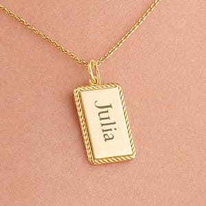 18K Gold Personalized Minimalist Bar Name Necklace, Handwriting Necklace, Christmas Gift, Birthday Gift, Christmas Gift, Engagement Gift