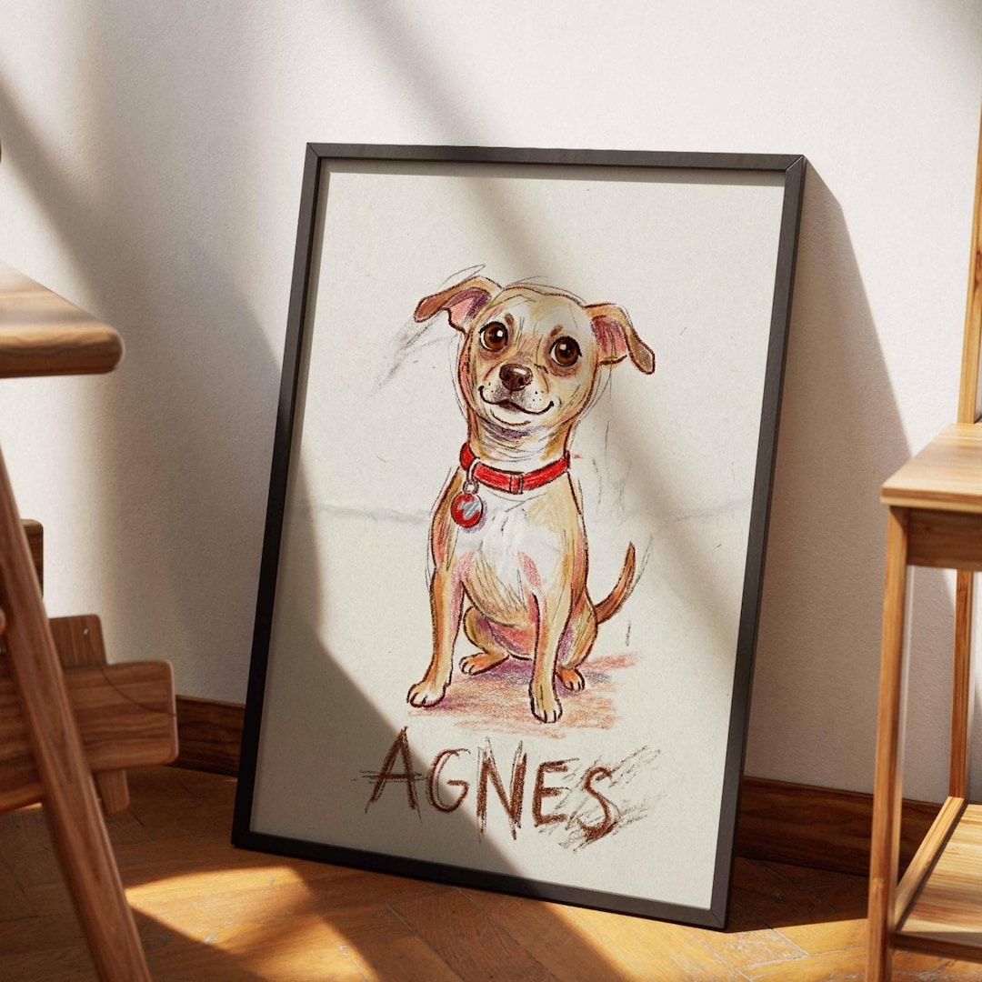 Custom Badly Drawn Cat Portrait, Personalized Pet Wall Art, Custom ...