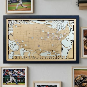 Benutzerdefinierte Baseball-Stadion Karte, MLB Stadion Reisekarte, Baseball Tour Karte, Baseballspiel-Reisekarte, Jubiläumsgeschenk für Ehemann, Vatertagsgeschenk