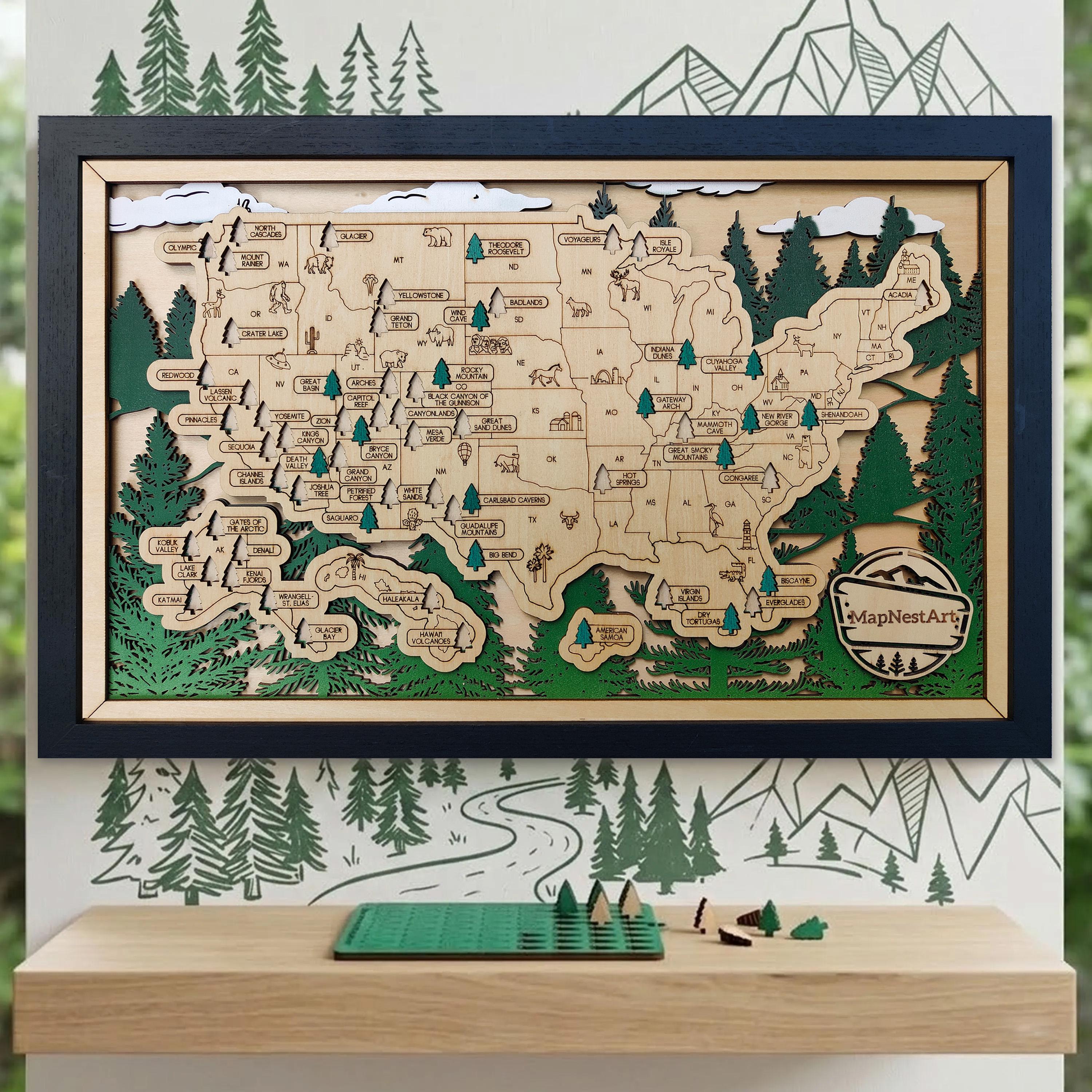 米国の国立公園の地図 - Etsy 日本