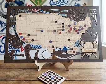 MLB-stadionkaart, honkbalstadionkaart, pro honkbalstadiontracker, honkbalcadeau, stadionreiskaart, jubileumcadeau, cadeau voor man