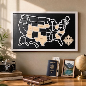 US Travel Map, Personalized USA Travel Map Tracker, 50 States Map, Wooden Puzzle Map, Christmas & Thanksgiving Gift for Couples and Families