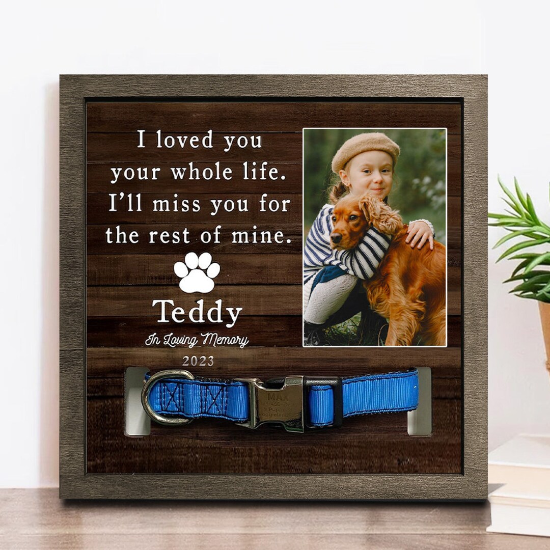 Personalized Dog Collar Memorial Standing Frame Pet Collar Etsy